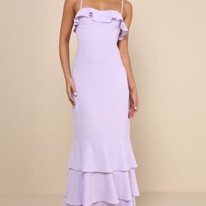 Lulus Lively Evenings Lavender Sleeveless Tiered Maxi Dress Purple - Size S